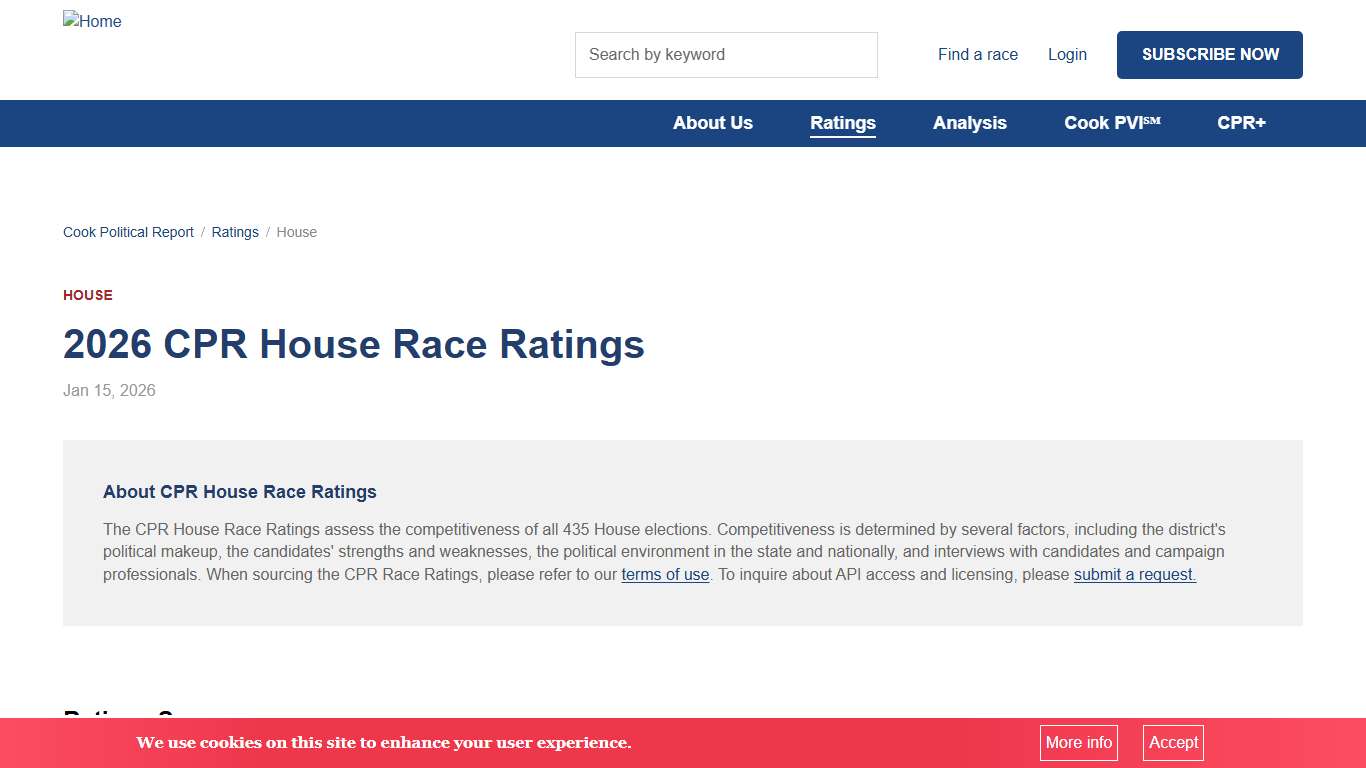 2026 CPR House Race ratings Cook Political Report